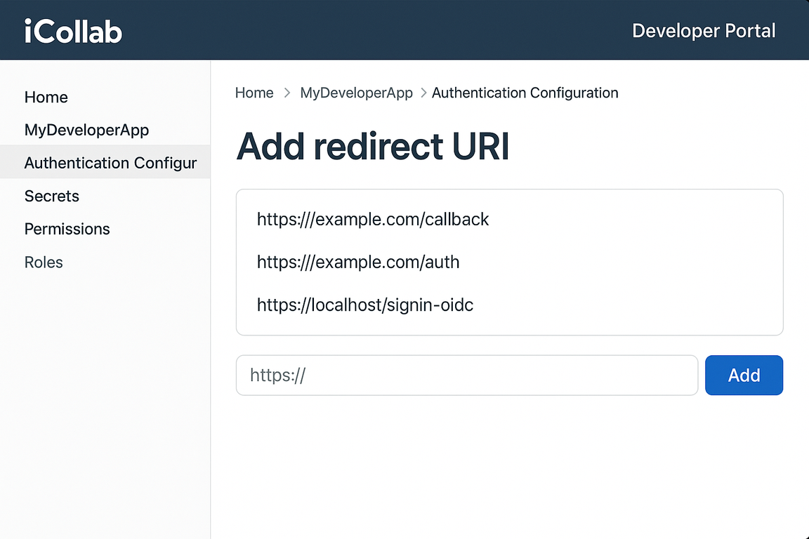 ICollab mock developer portal